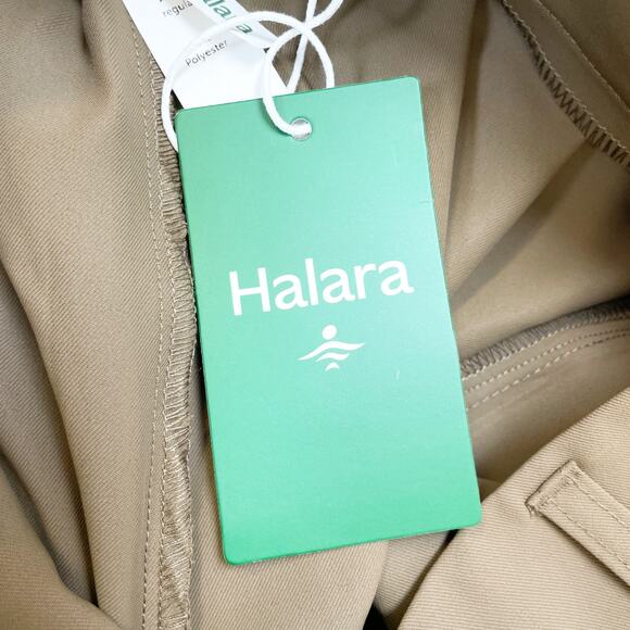 Halara Womens High Waisted Button Brown Shirred Straight Leg Work Pants Size XL - Picture 3 of 4